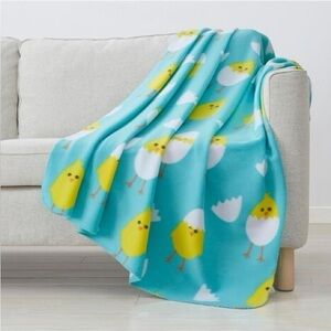 Easter Baby Chick Fleece Throw Blanket Turquoise Soft Cozy Spring Decor 50x60